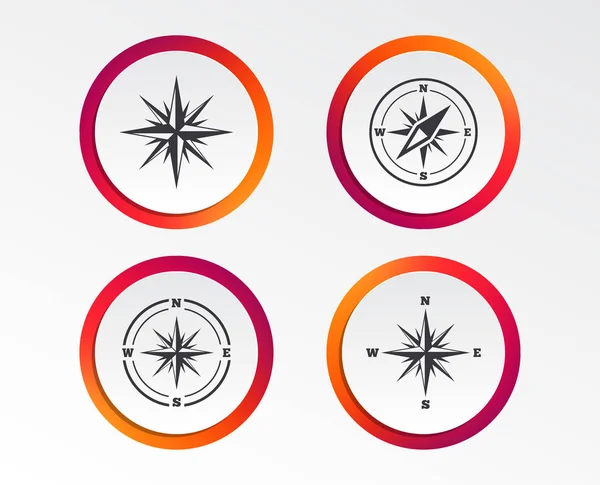 Windrose Navigation Icons Compass Symbols Coordinate System Sign Infographic Design — Stock Vector