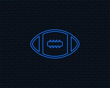 Amerikan futbolu neon düz simgesi, vektör, illüstrasyon