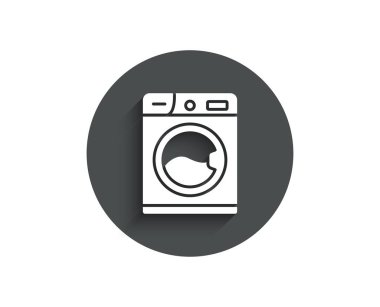 Gölge, vektör, illüstrasyon çember düz düğme üstünde çamaşır makinesi basit kutsal kişilerin resmi