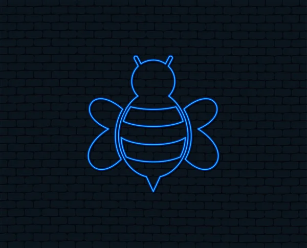 Bee Neon Flat Icon Vector Illustration — Stock Vector