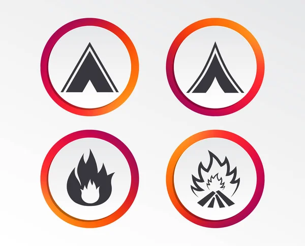 Tourist Camping Tent Flat Icons Vector Illustration — Stock Vector