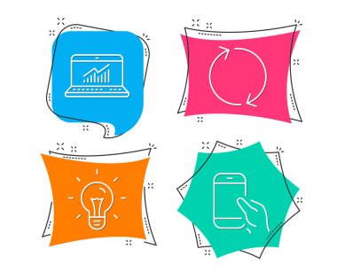 Dizi yenileme, Online istatistik ve fikir düz simgeler, vektör, illüstrasyon