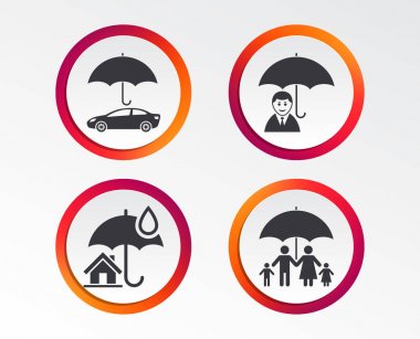 Sigorta düz simgeler, vektör, illüstrasyon