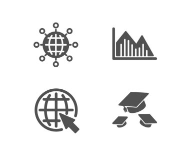 Internet ayarla, Uluslararası Dünya ve yatırım grafik düz simgeler, vektör, illüstrasyon