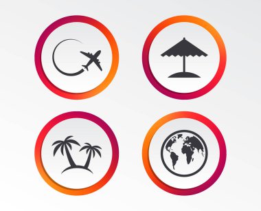 Seyahat gezi düz simgeler, vektör, illüstrasyon