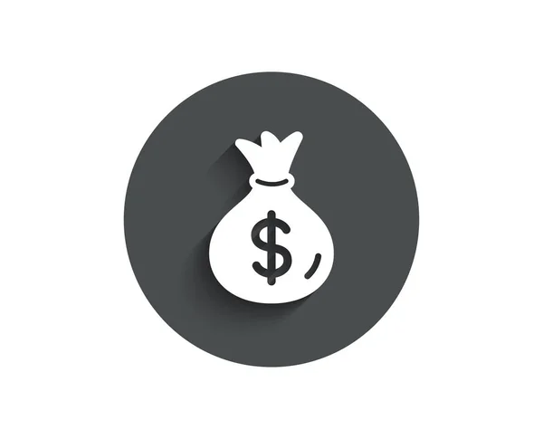 Saco Dinheiro Ícone Simples Botão Plano Círculo Com Sombra Vetor — Vetor de Stock