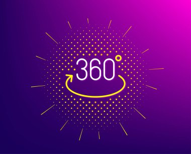 360 derece çizgi simgesi. Tam dönüş işareti. Vr teknolojisi simulati