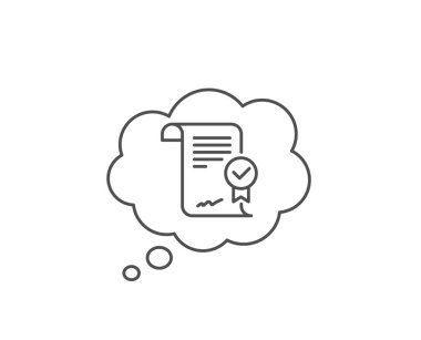 Onaylı sözleşme satırı simgesi. Doğrulanmış belge işareti. Vektör