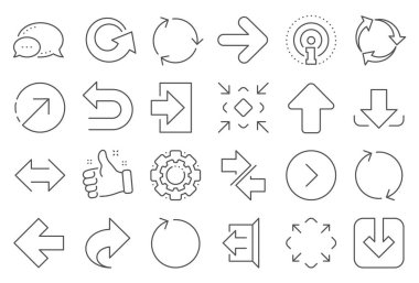 Doğrusal Ok simgeleri. İndir, Senkronize. Vektör