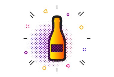Şampanya şişesi simgesi. Yıldönümü alkol işareti. Vektör