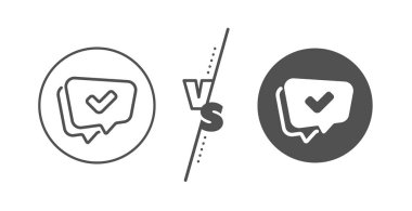 İşaret çizgisi simgesini işaretleyin. Onaylı tabela. Konuşma balonu sohbet. Vektör