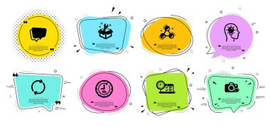 Fikir kafası, Konuşma balonu ve Fotoğraf kamerası simgeleri ayarlayın. Kimya m