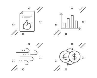 Diyagram grafiği, onaylanmış belge ve rüzgarlı hava simgeleri ayarlandı. Mo!