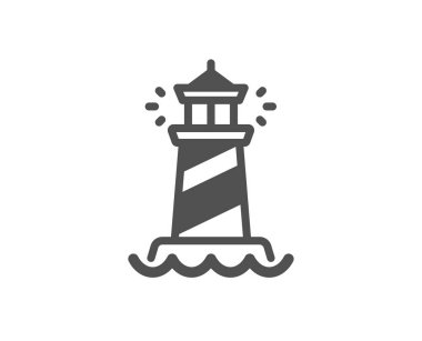 Deniz feneri simgesi. Projektör kulesi tabelası. Beacon. Vektör