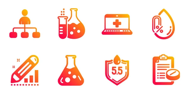 Ph neutral, Medical help and Chemistry flask icons set. Chemistr