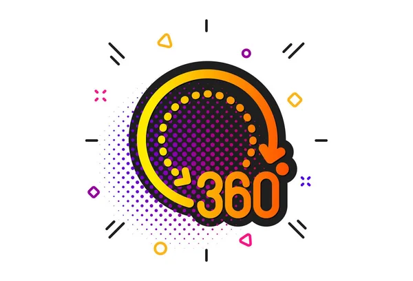 360-Grad-Symbol. Panoramaaussichtsschild. vr Technologiesimulation. — Stockvektor