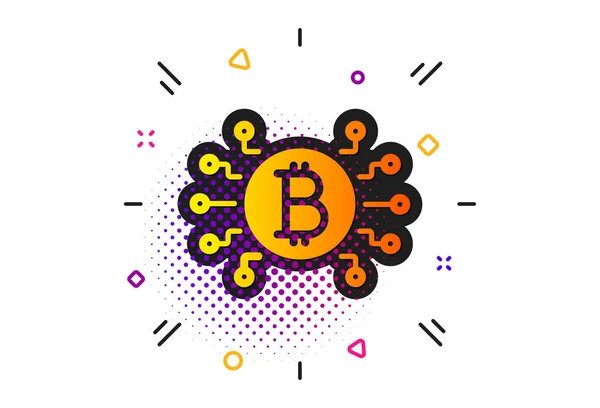 Icono del sistema Bitcoin. Signo de esquema criptomoneda. Vector — Vector de stock