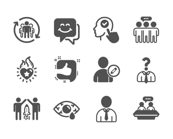 Set of People icons, such as Select user, Smile face, Heart flam — Stock Vector