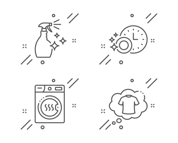 Machine à sécher, minuterie pour lave-vaisselle et jeu d'icônes de nettoyage . — Image vectorielle