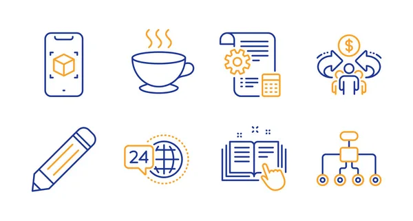 Technical documentation, 24h service and Sharing economy icons s — Stok Vektör