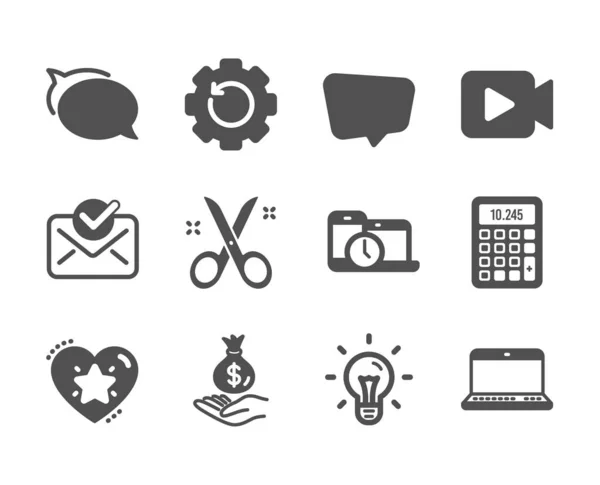 Conjunto de ícones de Educação, tais como Falar bolha, Equipamento de recuperação, Calc —  Vetores de Stock