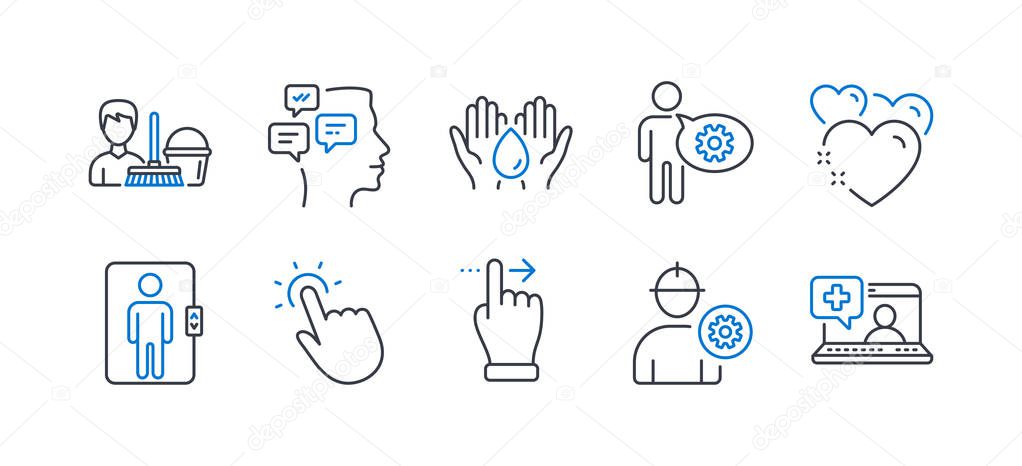 Set of People icons, such as Heart, Messages, Touchscreen gestur