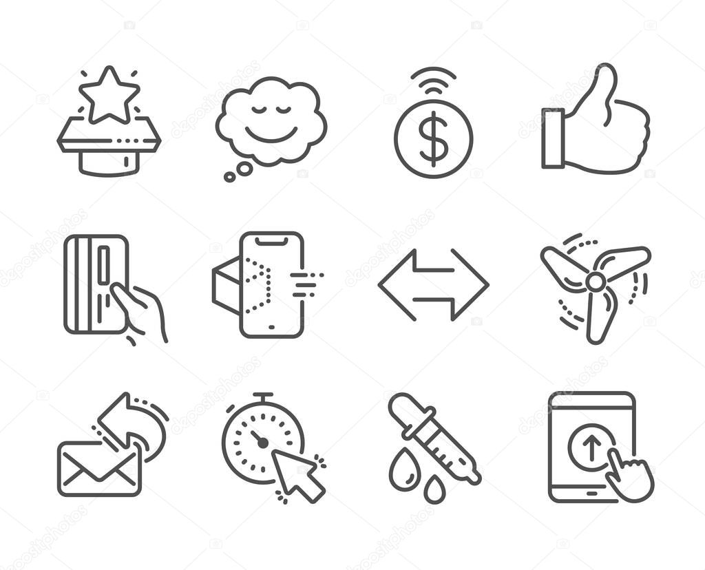Set of Technology icons, such as Wind energy, Swipe up, Payment 