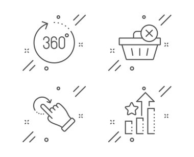 360 derece, dönüş hareketi ve satın alma simgeleri seti. Kaçtı
