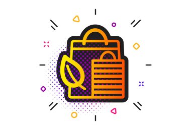 Bio alışveriş çantaları simgesi. Yaprak işareti. Vektör