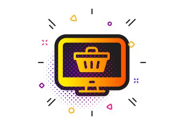 Online Alışveriş sepeti simgesi. Monitör işareti. Vektör