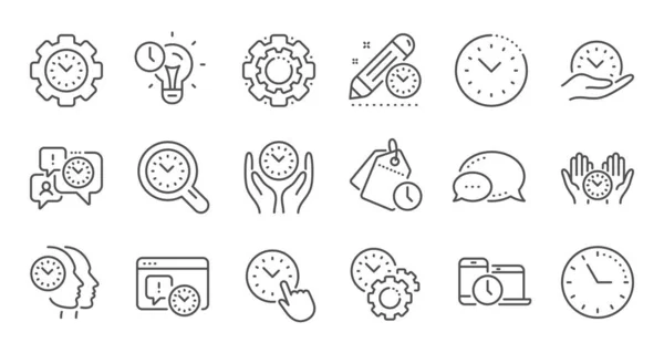 Time management line icons. Clock, timer plan and project deadli — Stock Vector