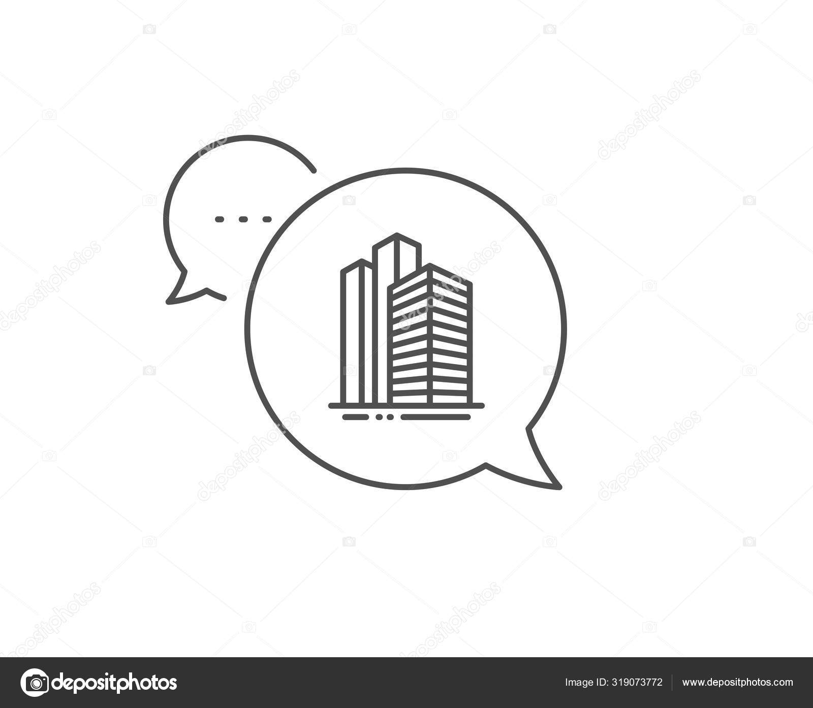 Edificios de rascacielos icono de línea. Signo de arquitectura de ciudad. A  la ciudad. Vector Vector de stock #319073772 de ©Blankstock, image size:1600x1394