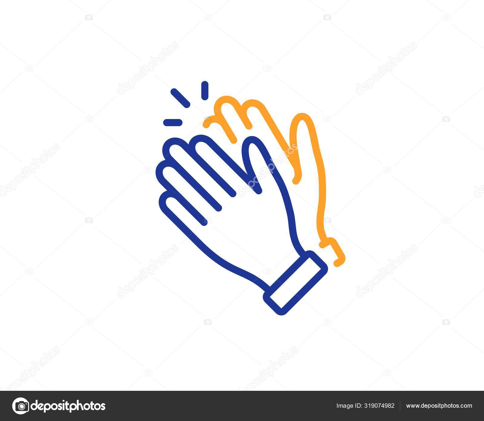 Aplaudiendo icono de línea de manos. Signo de aplauso. Vector Vector de  stock #319074982 de ©Blankstock, image size:1600x1394