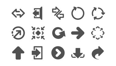 Ok simgeleri. İndirme, Eşzamanla ve Paylaş. Klasik simge seti. Vektör