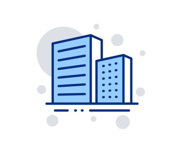 Binalar satır simgesi. Şehir mimarisi işareti. Gökdelen binası. Vektör