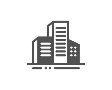 Binalar simgesi. Şehir mimarisi işareti. Gökdelen binası. Vektör