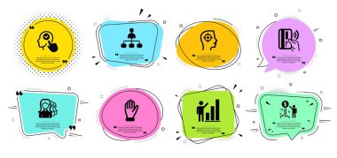 Temassız ödeme, El ve Yönetim simgeleri ayarlanır. Kadın headhunting, İşe alma ve Grafik grafik işaretleri. Vektör