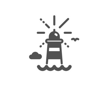 Deniz feneri simgesi. Beacon kulesi tabelası. Projektör. Vektör
