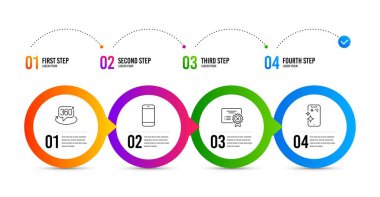 360 derece, Reddet sertifikası ve Akıllı Telefon simgeleri ayarlayın. Akıllı telefon temiz işareti. Vektör