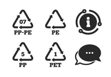 Pet, Pp-pe ve Pp. Polietilen tereftalat. Vektör