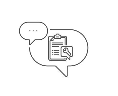 Spanner araç çizgisi simgesi. Onarım hizmeti denetim listesi işareti. Vektör