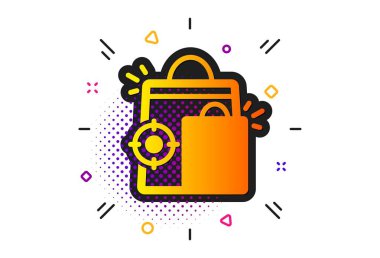 Seo alışveriş çantaları simgesi. Arama motoru optimizasyonu işareti. Vektör