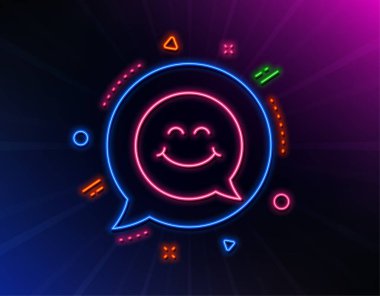 Gülümseme yüz çizgisi simgesi. Mutlu ifade sohbet işareti. Konuşma balonu. Vektör