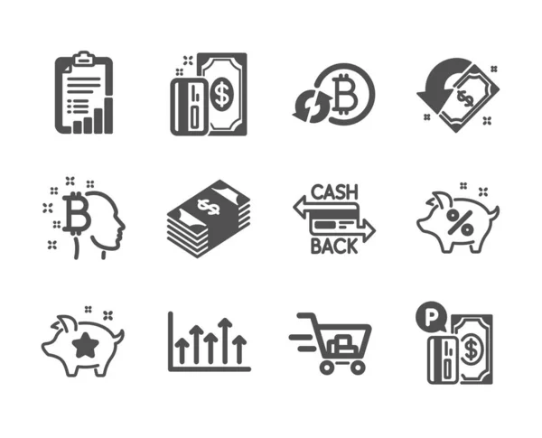 Satz von Finanzsymbolen, wie Bitcoin denken, Zahlung, Warenkorb. Vektor — Stockvektor