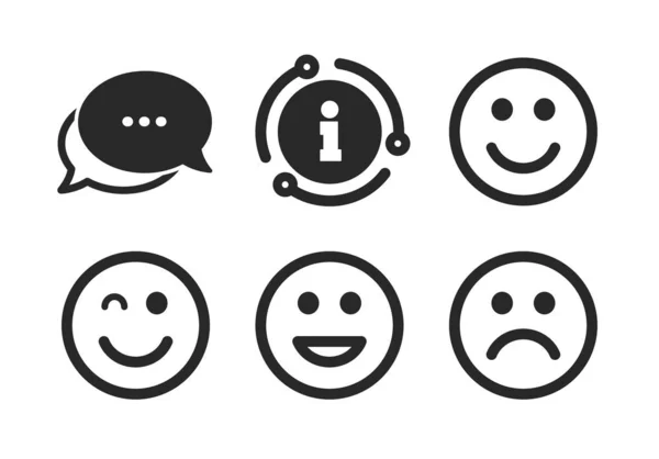 Lächelnde Symbole. glückliche, traurige und augenzwinkernde Gesichter. Vektor — Stockvektor
