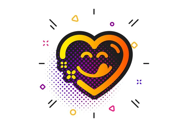 Yummy smile icon. Emoticon with tongue sign. Comic heart. Vector — Stock Vector