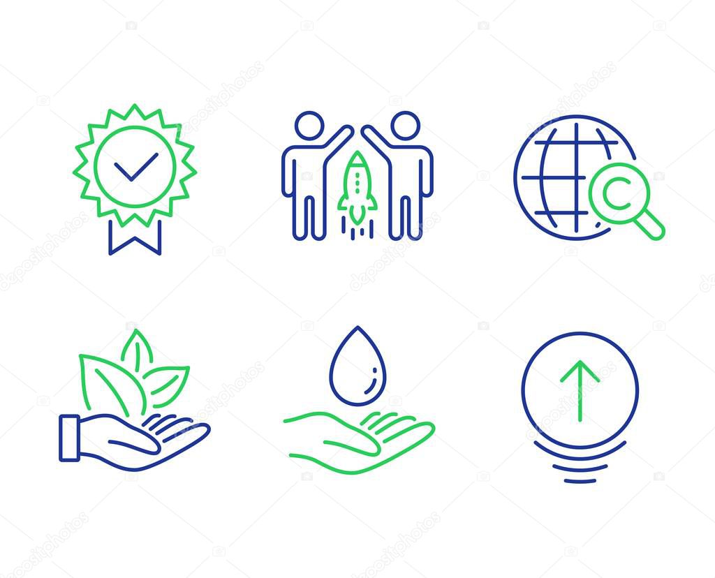 Partnership, Water care and Organic product icons set. Vector