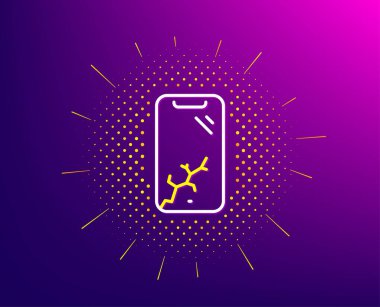 Akıllı telefon kırık çizgi simgesi. Telefon çökme işareti. Mobil cihaz. Vektör