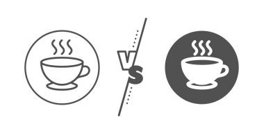 Kahve fincanı çizgi simgesi. Sıcak kapuçino işareti. Çay bardağı. Vektör