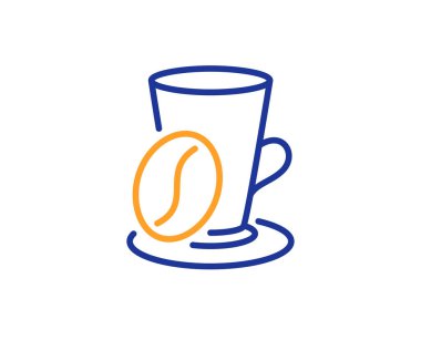 Fasulye hattı simgesi ile kahve fincanı. Sıcak latte işareti. Çay bardağı. V